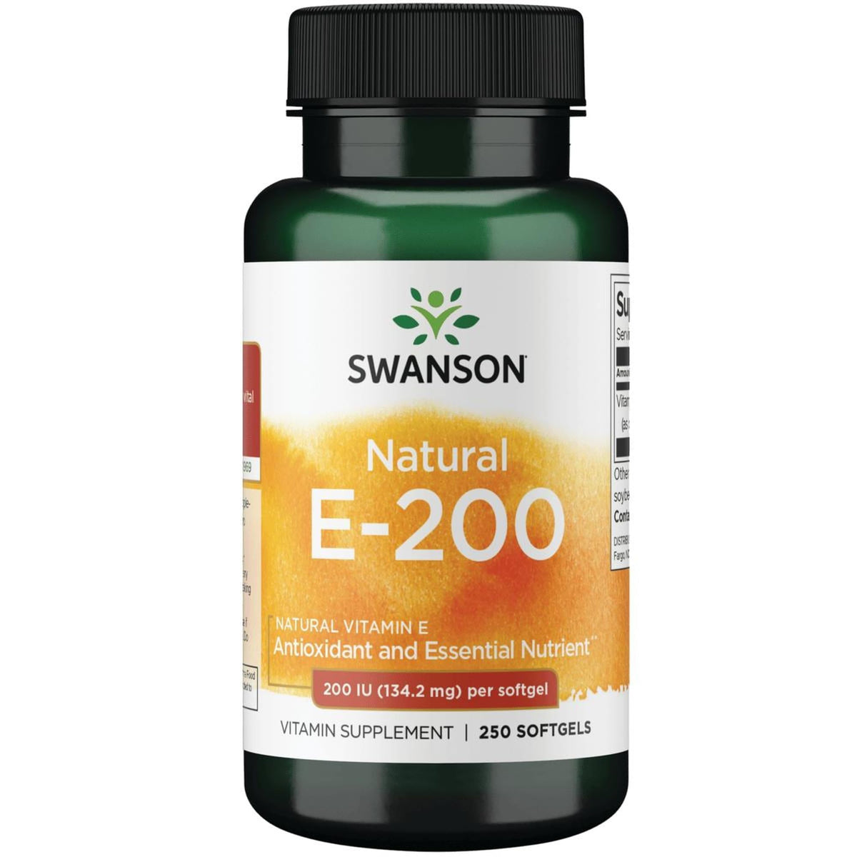 Gélules de vitamine E Swanson 200 IU en vue de face