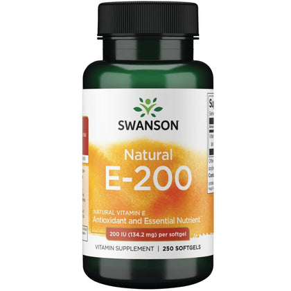 Gélules de vitamine E Swanson 200 IU en vue de face