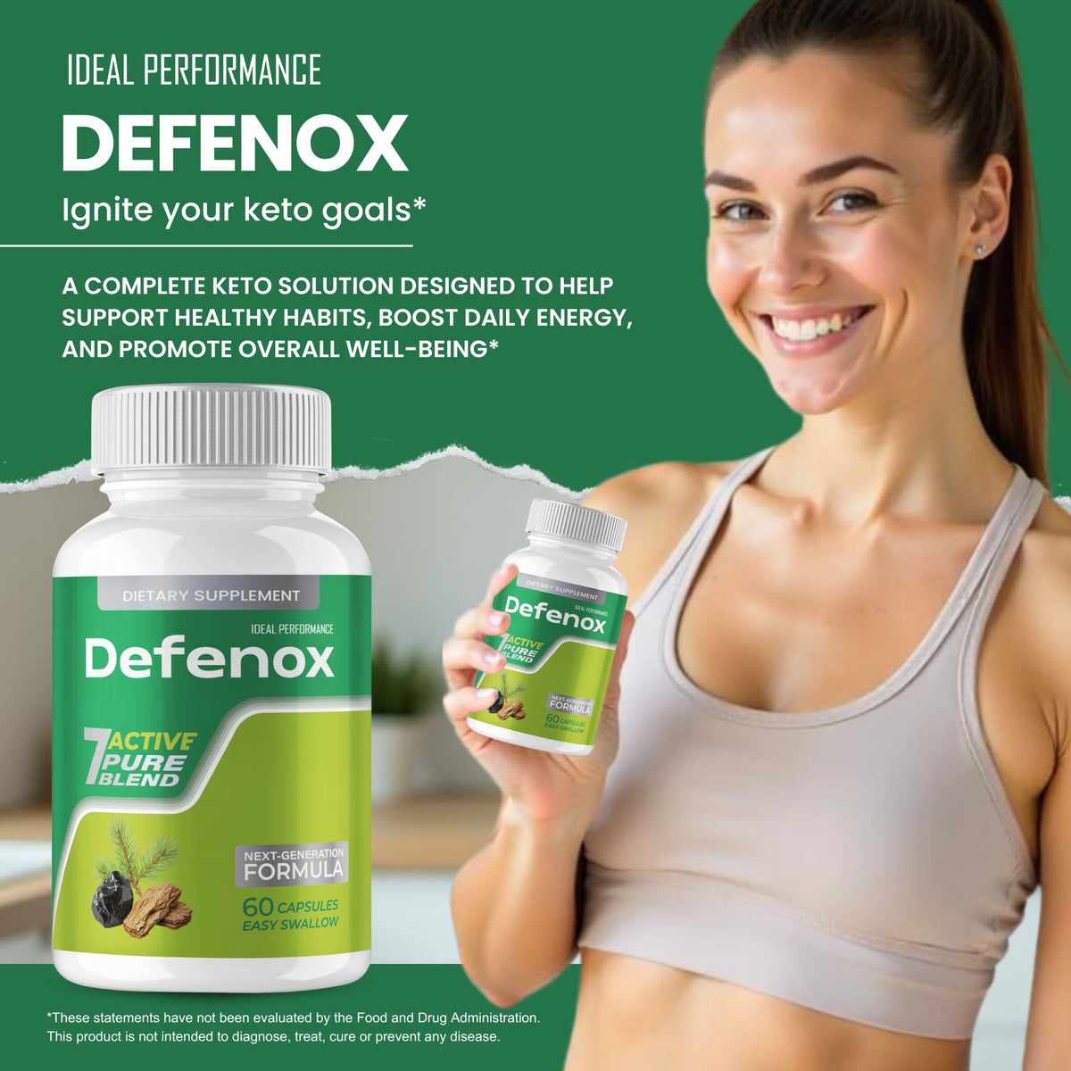 Gélules Defenox IDEAL PERFORMANCE avec un verre d'eau