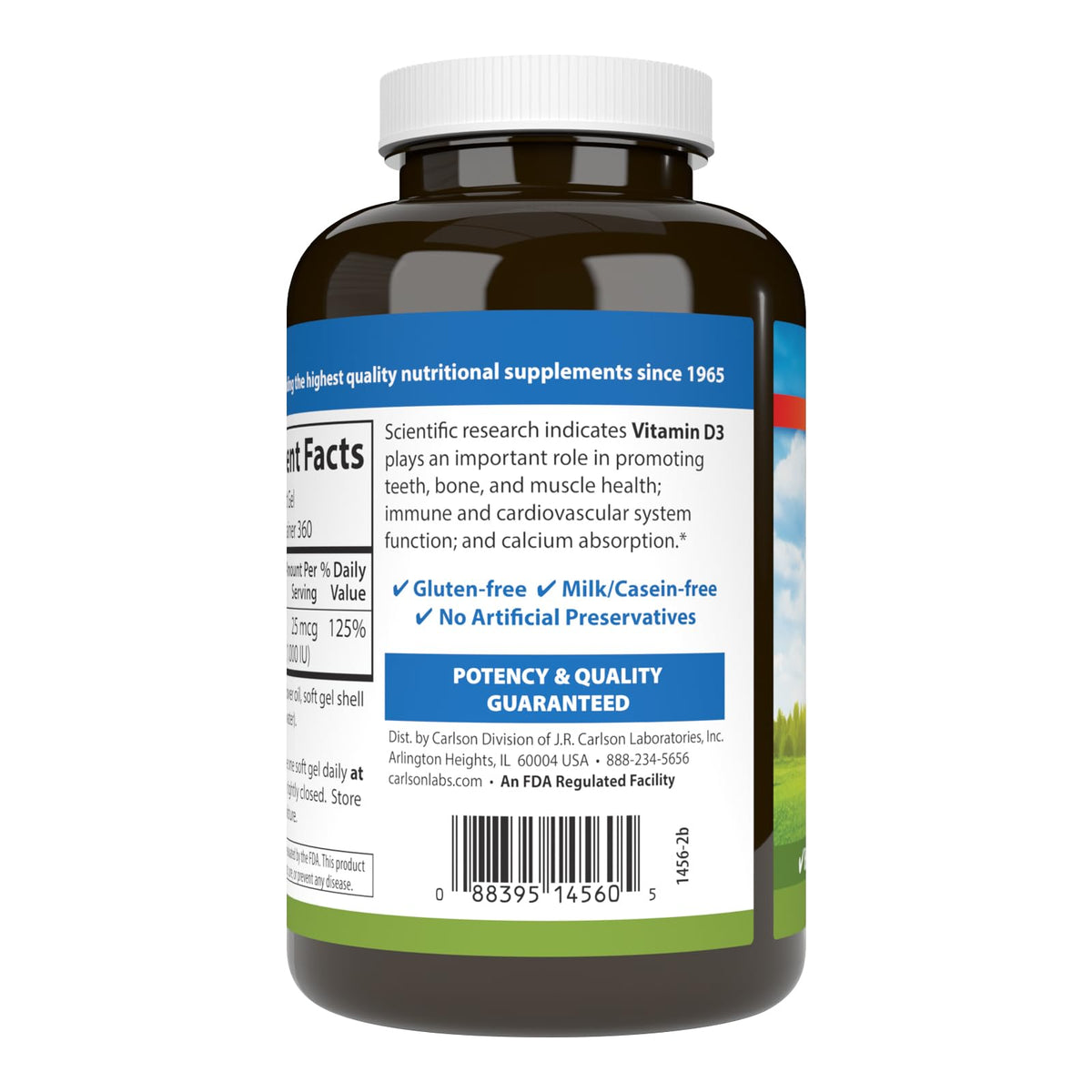 Gélules douces Carlson Vitamine D3 sur une table