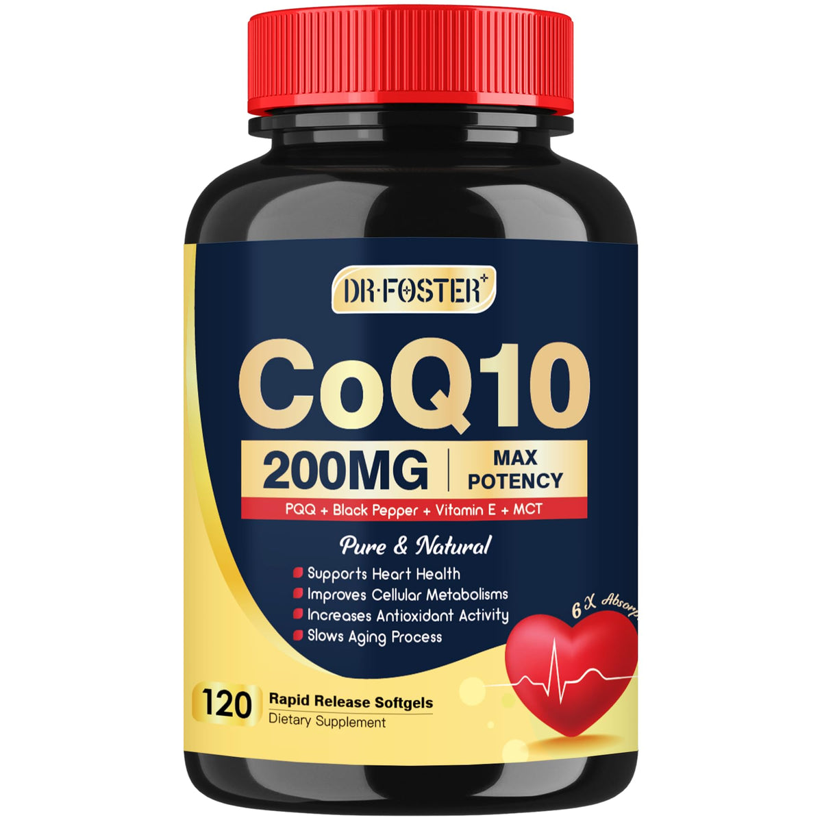 Gélules DRFOSTER CoQ10 200mg avec PQQ et Vitamine E dans l'emballage