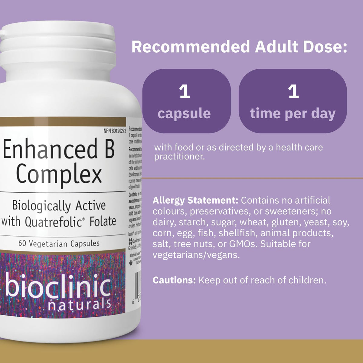 Gélules du Complexe B Amélioré de Bioclinic Naturals, vue de près