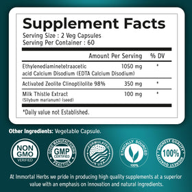 Gélules EDTA 1500mg Immortal Herbs dose de 2 gélules