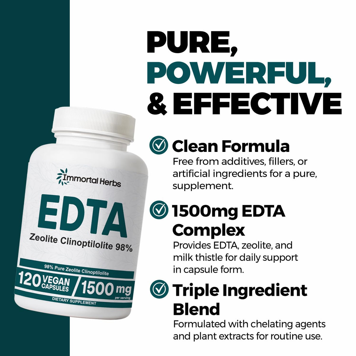 Gélules EDTA 1500mg Immortal Herbs étiquette et ingrédients