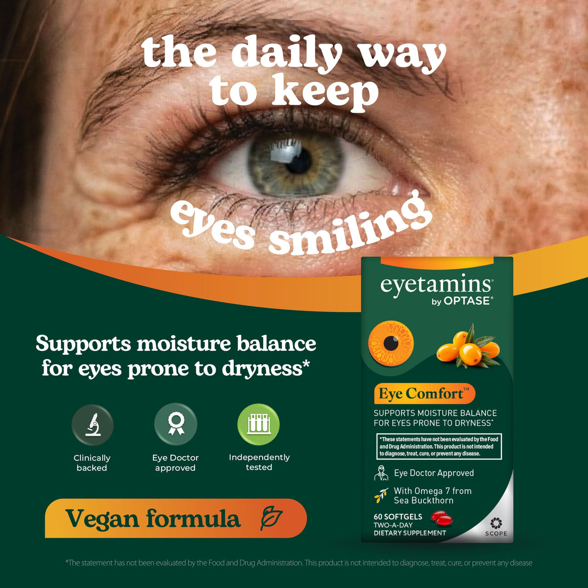 Gélules eyetamins avec vue rapprochée sur l'étiquette