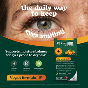 Gélules eyetamins avec vue rapprochée sur l'étiquette