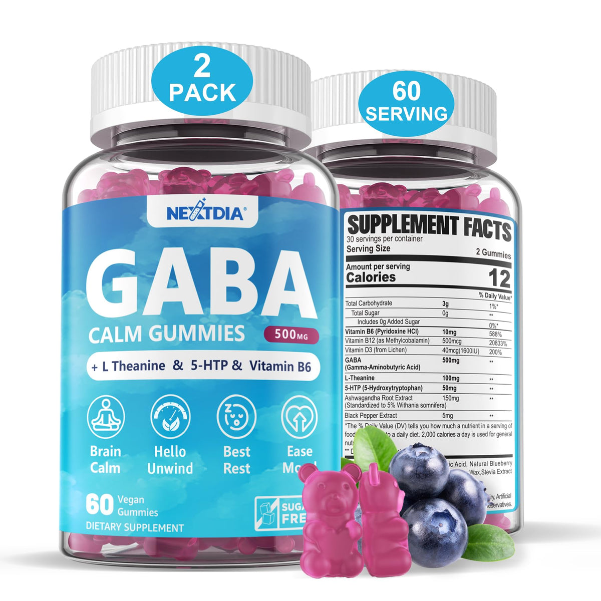 Gélules GABA 500mg Nextdia en pot de 408g