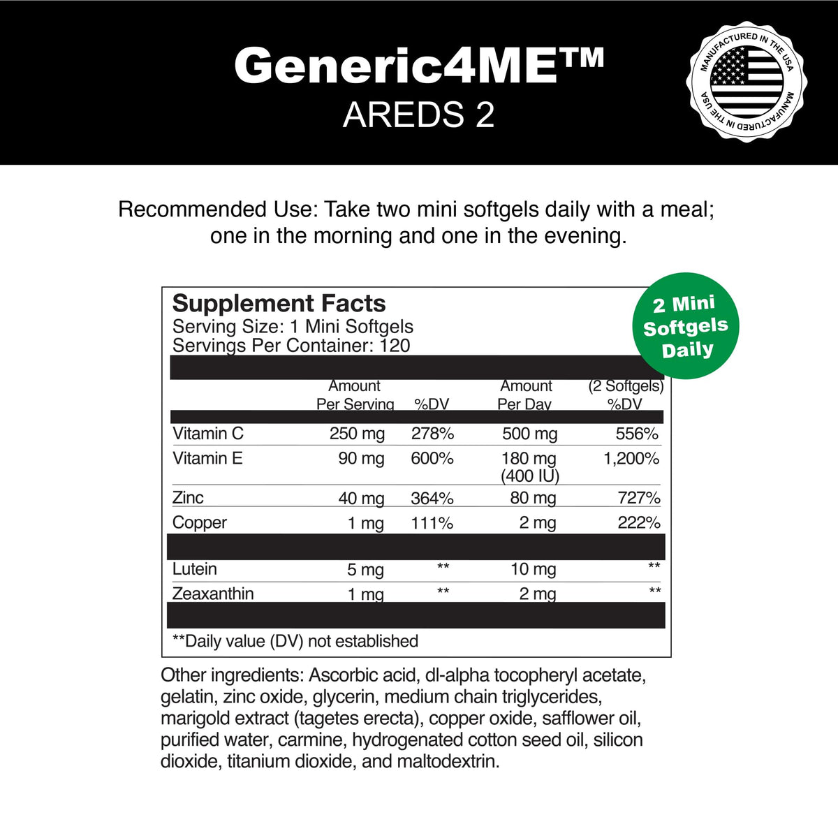 Gélules Generic4ME AREDS 2 en mains avec arrière-plan naturel