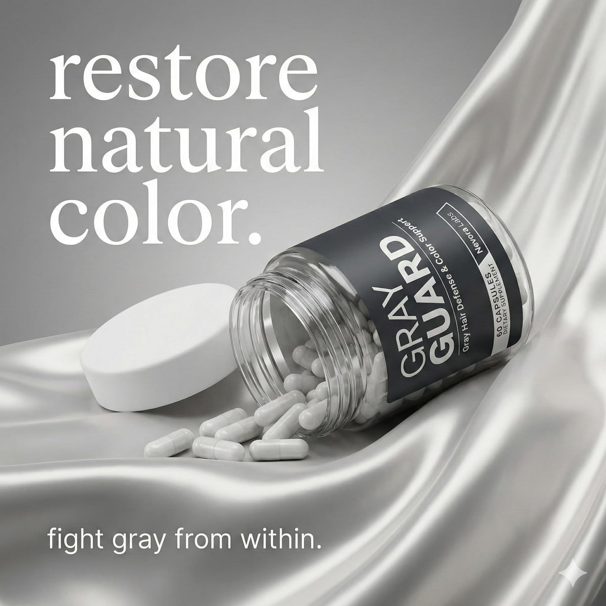 Gélules Gray Guard sur un fond blanc