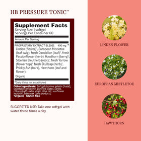 Gélules HB Pressure Tonic de Herbs Etc. sur une table en bois