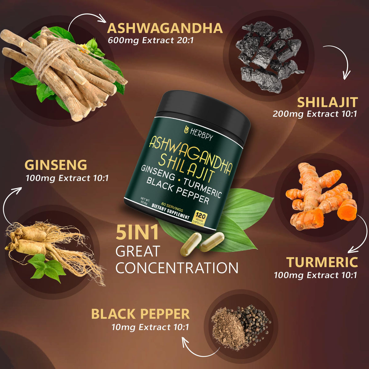 Gélules Herbpy Ashwagandha sur fond blanc