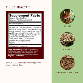 Gélules Herbs Etc. Deep Health avec des herbes en arrière-plan