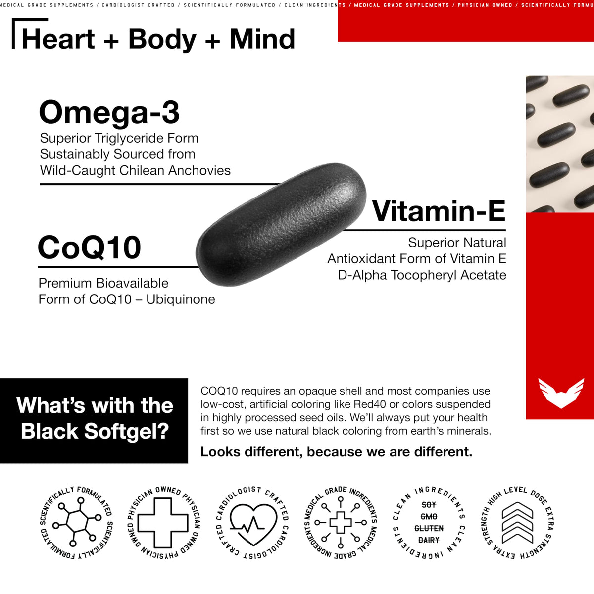 Gélules High Level CoQ10 Omega-3 sur une table