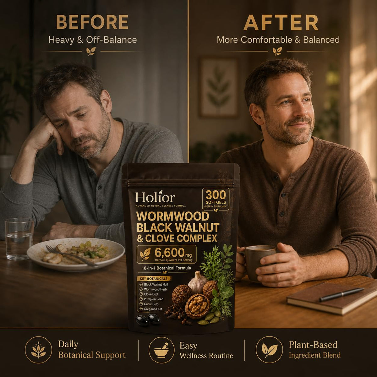 Gélules Holior Health sur un fond blanc