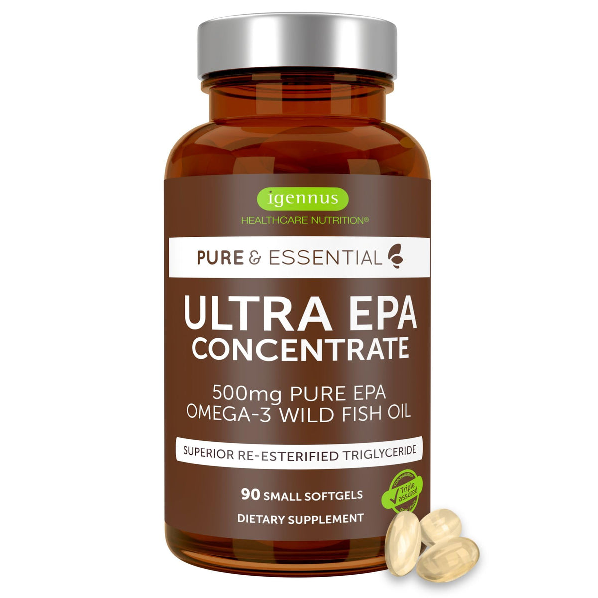 Gélules Igennus Ultra EPA Omega 3 500mg, vue de face
