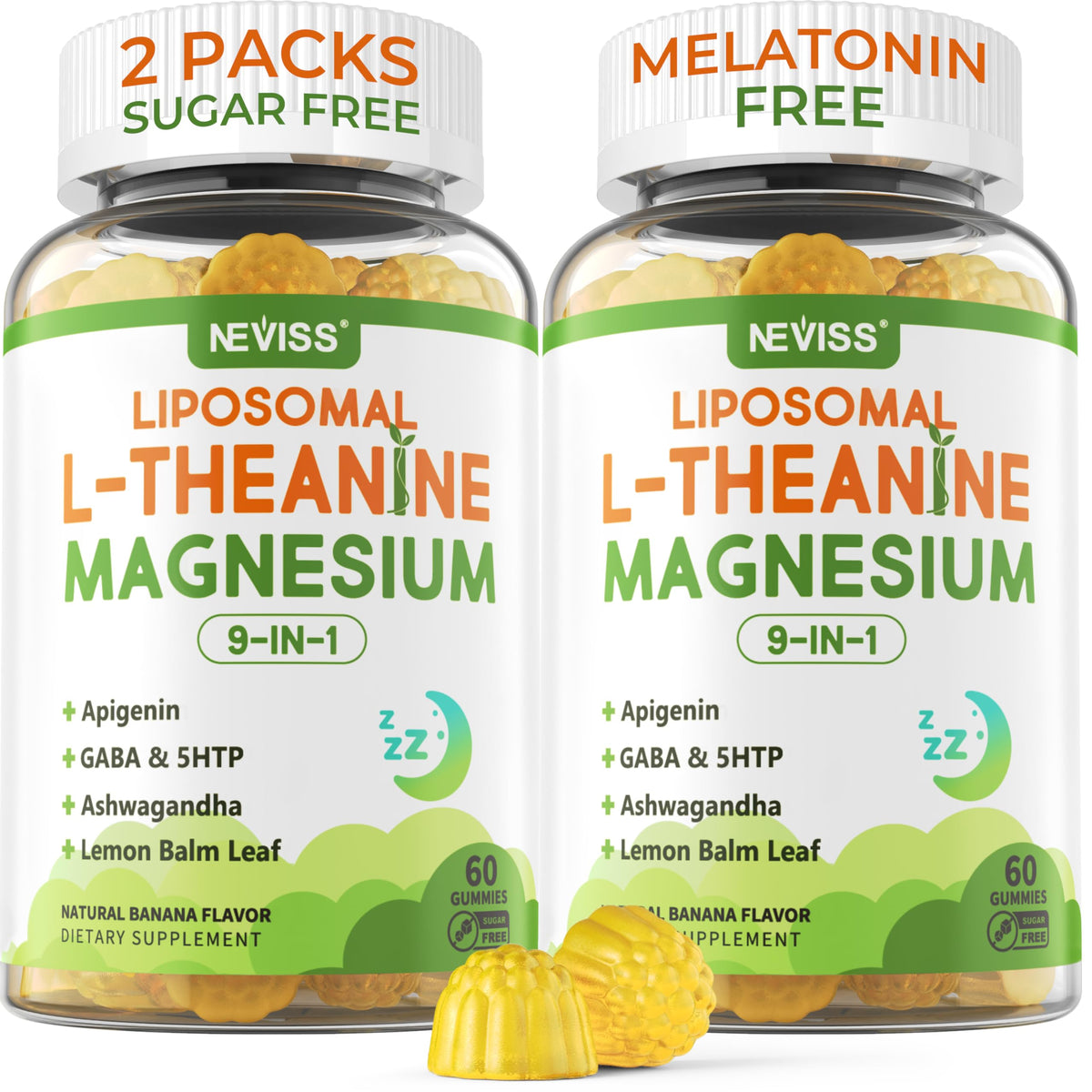 Gélules L-Théanine Liposomale 200mg et Magnésium Glycinate 400mg NEVISS vue de face
