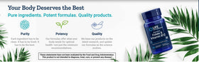 Gélules Life Extension Folate BioActif et Vitamine B12 sur une table avec des feuilles vertes
