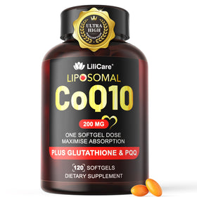 Gélules LILICARE CoQ10 200mg avec PQQ et extrait de poivre noir, vue de l'avant