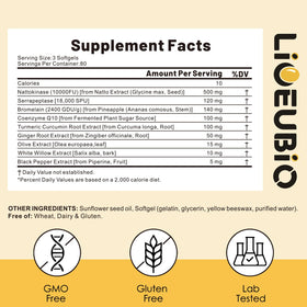 Gélules LIOEUBIO Nattokinase 10 000 FU sur fond blanc
