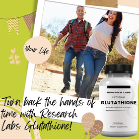 Gélules Liposomal Glutathione de Research Labs sur fond blanc