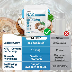 Gélules liquides ALLBIZ NAC 600mg avec MCT pour absorption optimale