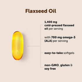 Gélules liquides d'huile de graines de lin Micro Ingredients sur une table