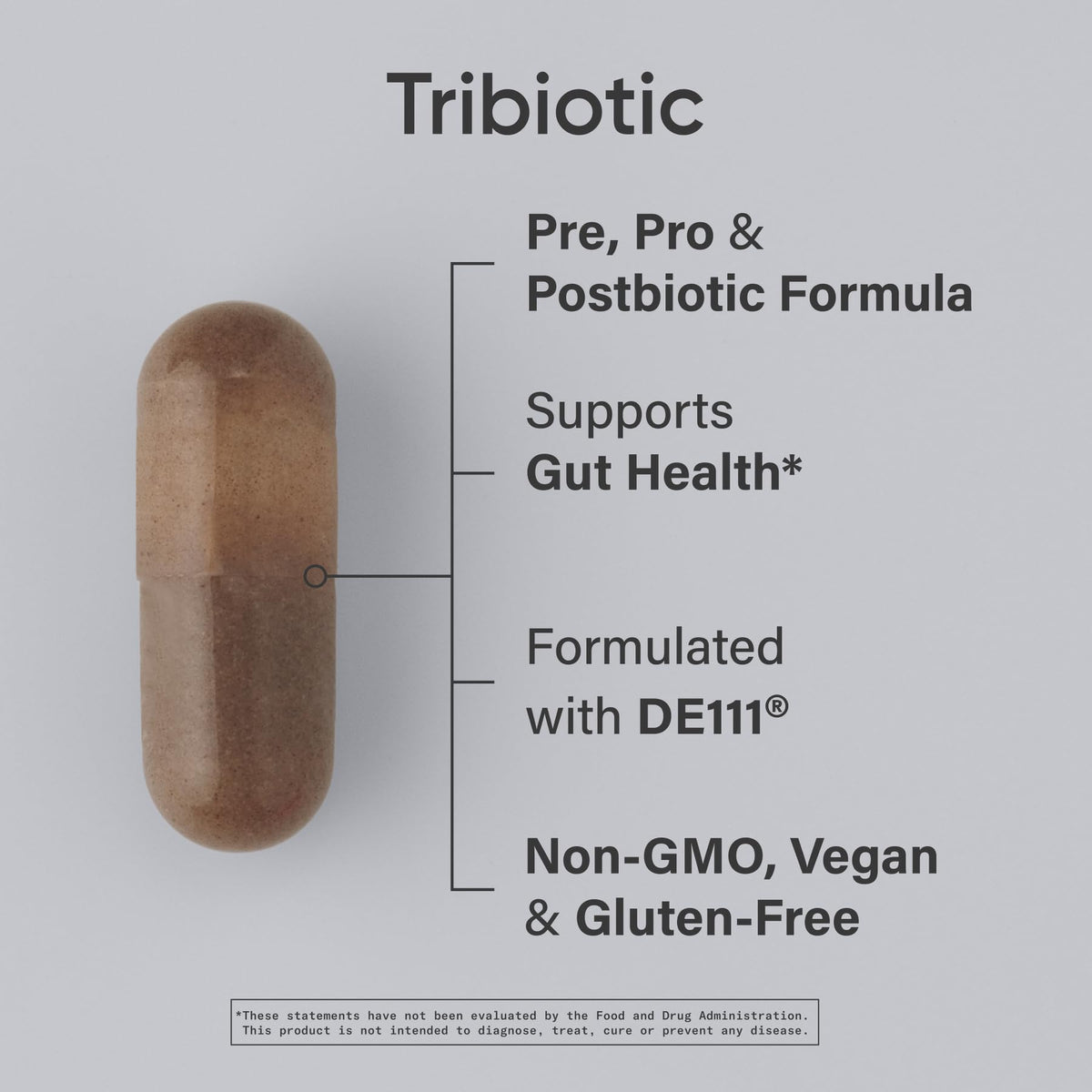 Gélules liquides de Sports Research Tribiotic 3-en-1 sur fond blanc