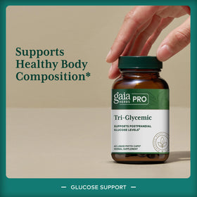 Gélules liquides Gaia Herbs PRO Tri-Glycemic en gros plan