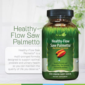 Gélules liquides Saw Palmetto Irwin Naturals sur fond blanc