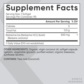 Gélules liquides Sports Research Berbérine 500mg ouvertes