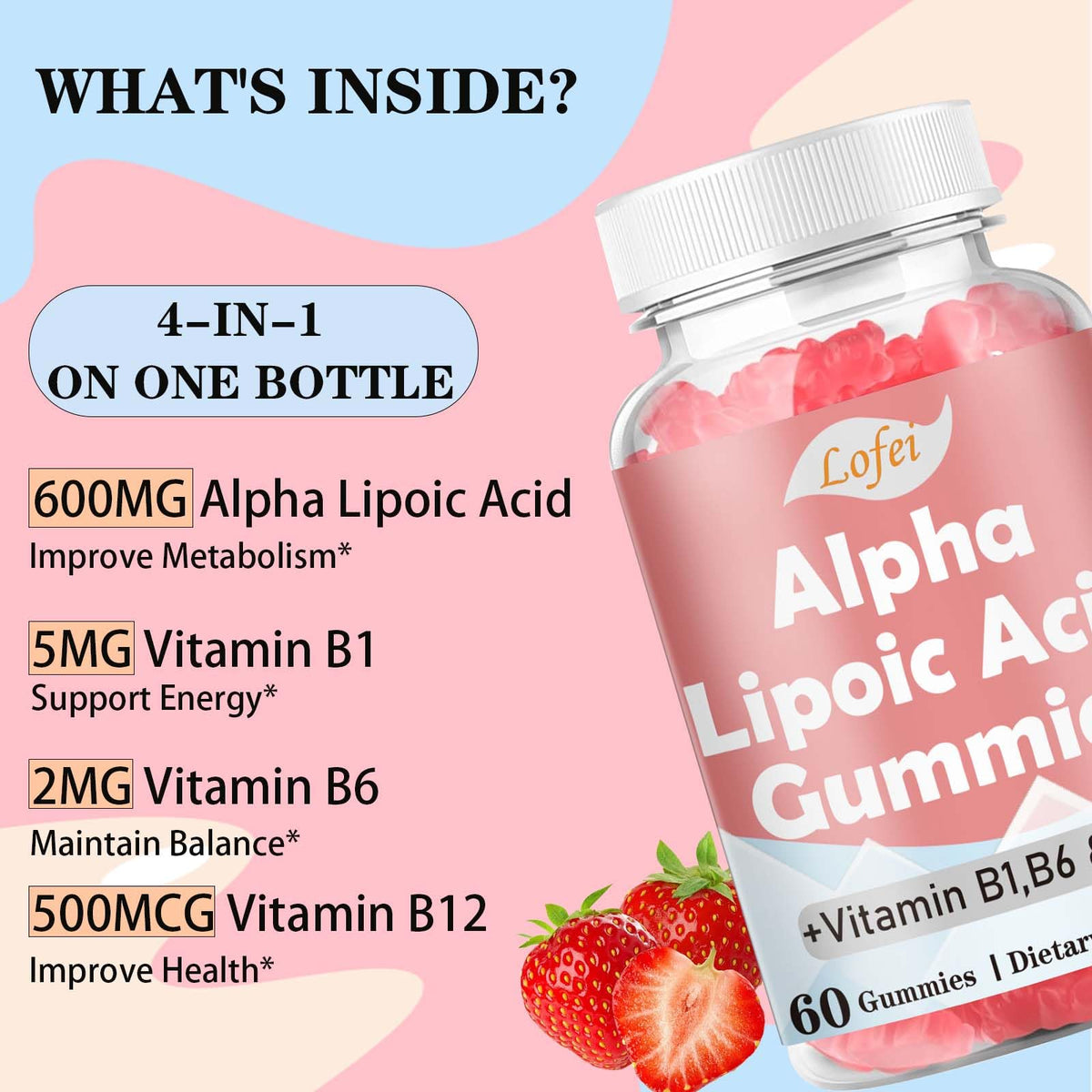 Gélules Lofei d'acide alpha-lipoïque 600mg avec couvercle ouvert