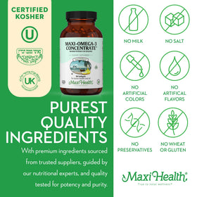 Gélules Maxi Health Omega 3 avec étiquette casher