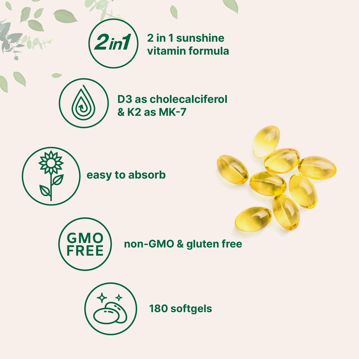 Gélules Micro Ingredients avec huile de tournesol vierge en arrière-plan