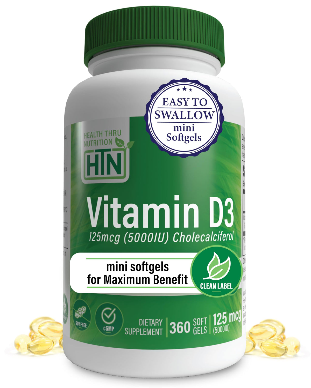 Gélules mini de vitamine D3 5000UI de Health Thru Nutrition