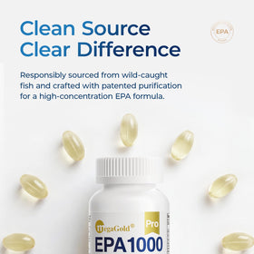 Gélules mini MegaGold Huile de Poisson EPA sur une table