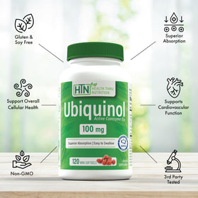 Gélules mini Ubiquinol 100 mg dans une main