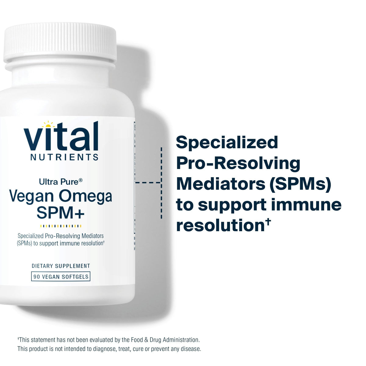 Gélules miniatures de Vital Nutrients Ultra Pure Vegan Omega SPM+ sur une cuillère