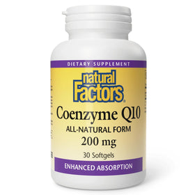 Gélules molles CoQ10 Natural Factors 200 mg, vue de l'emballage avant