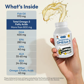 Gélules molles d'huile de poisson Omega-3 ANDREW LESSMAN sur fond blanc