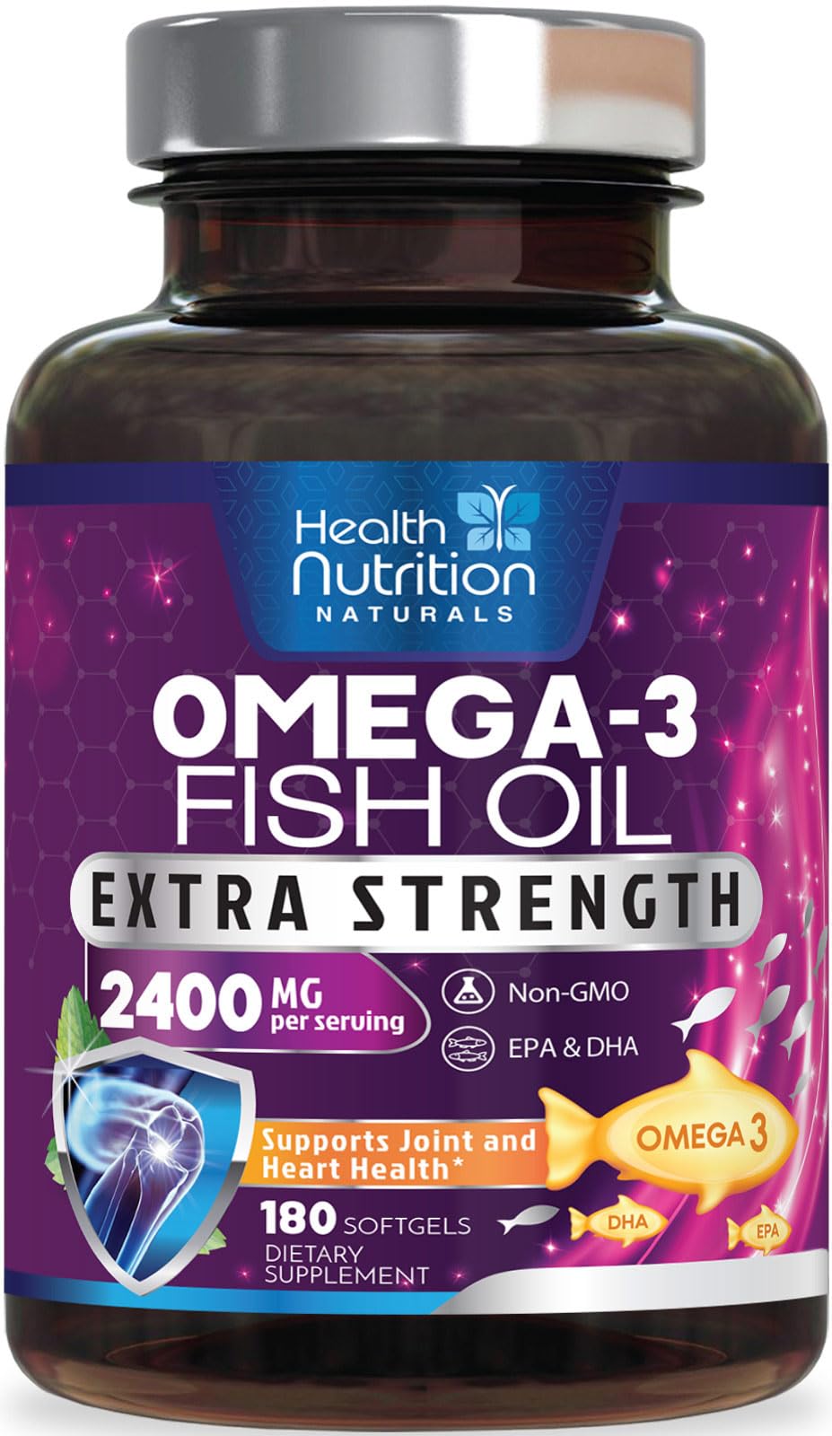 Gélules molles d'huile de poisson Omega 3 Health Nutrition Naturals vue de face