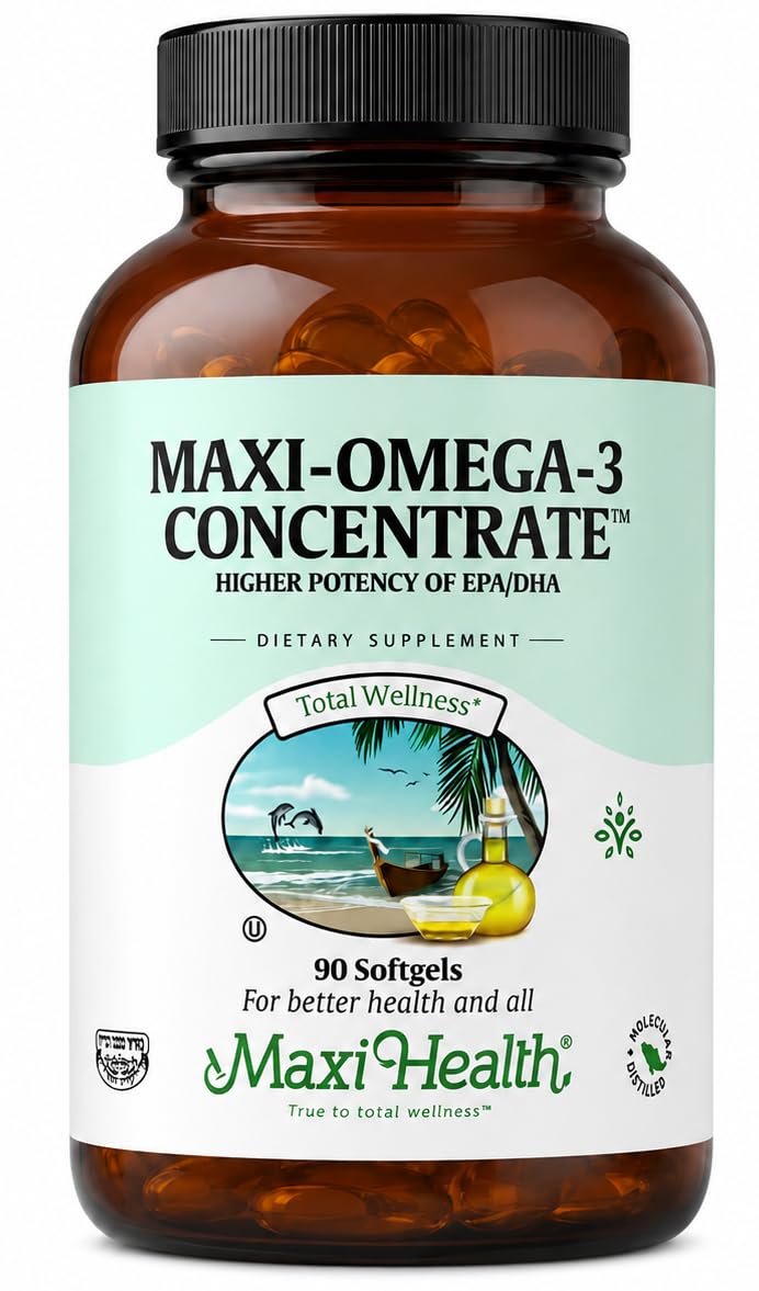 Gélules molles d'huile de poisson Omega 3 Maxi Health 2000mg