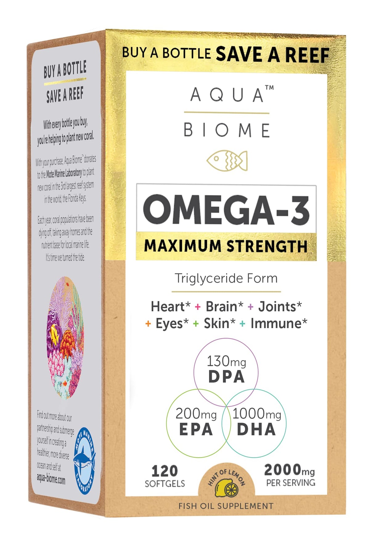 Gélules molles d'Omega 3 Huile de Poisson Maximum Force Enzymedica avant