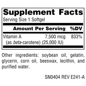 Gélules molles de Beta Carotène Source Naturals dans un flacon