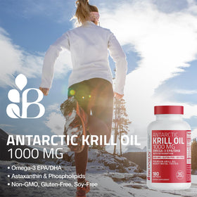Gélules molles de Bronson Huile de Krill Antarctique 1000 mg sur fond blanc