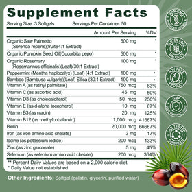 Gélules molles de Gaennch Saw Palmetto sur une table