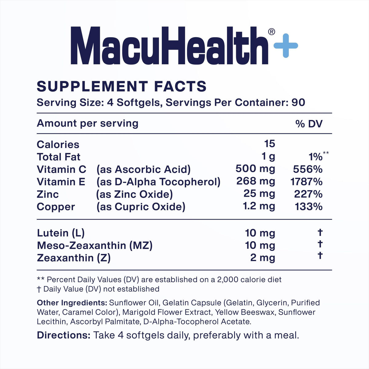 Gélules molles de Macuhealth sur une surface blanche