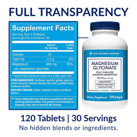 Gélules molles de Magnésium Glycinate 400 mg de The Vitamin Shoppe dans une cuillère