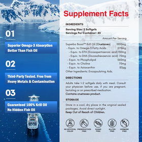 Gélules molles de NYO3 Huile de Krill Omega 3 sur fond blanc