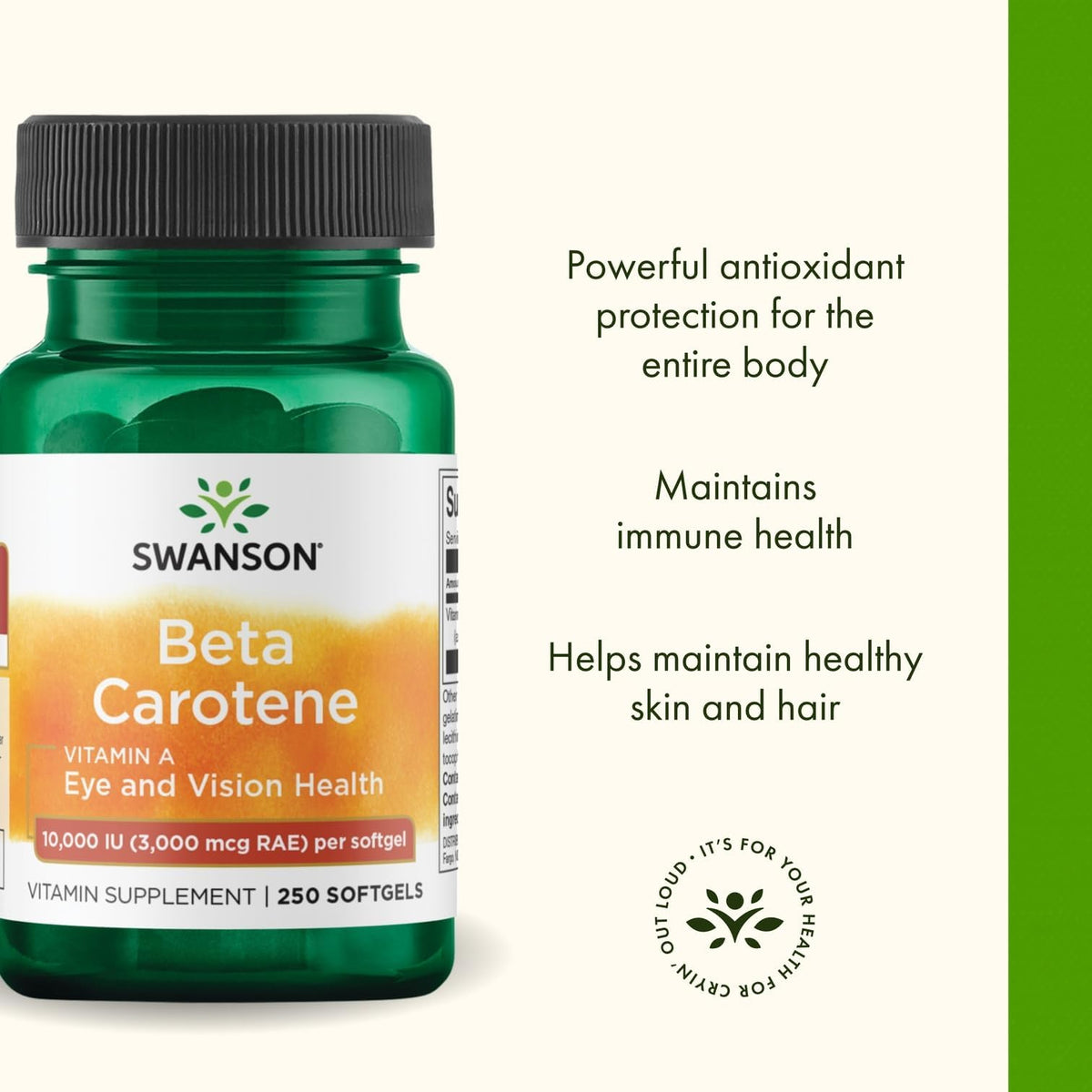 Gélules molles de Swanson Beta-Carotène 3000 mcg dans une cuillère