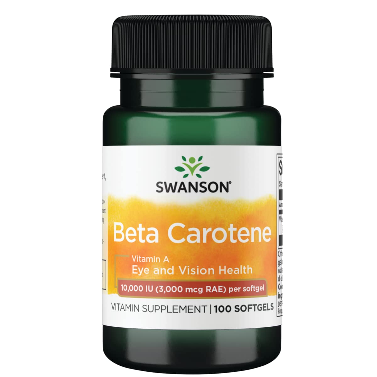 Gélules molles de Swanson Beta-Carotène sur fond blanc